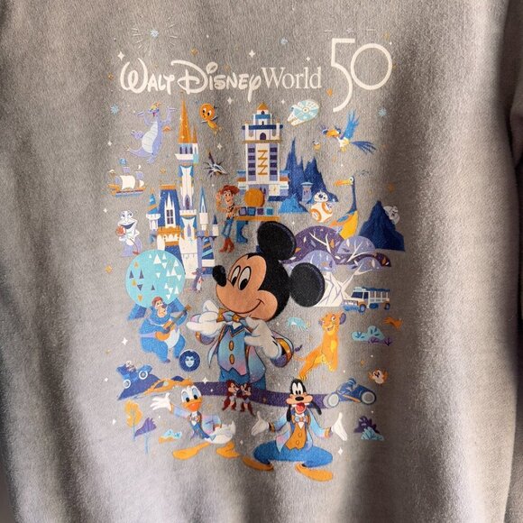 Walt Disney World 50th Anniversary Kids Youth Sweatshirt Gray Size Large L - Picture 3 of 5